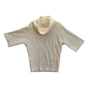 Kim Rogers Sweater Womens Small White Turtleneck Old Money Preppy Pullover